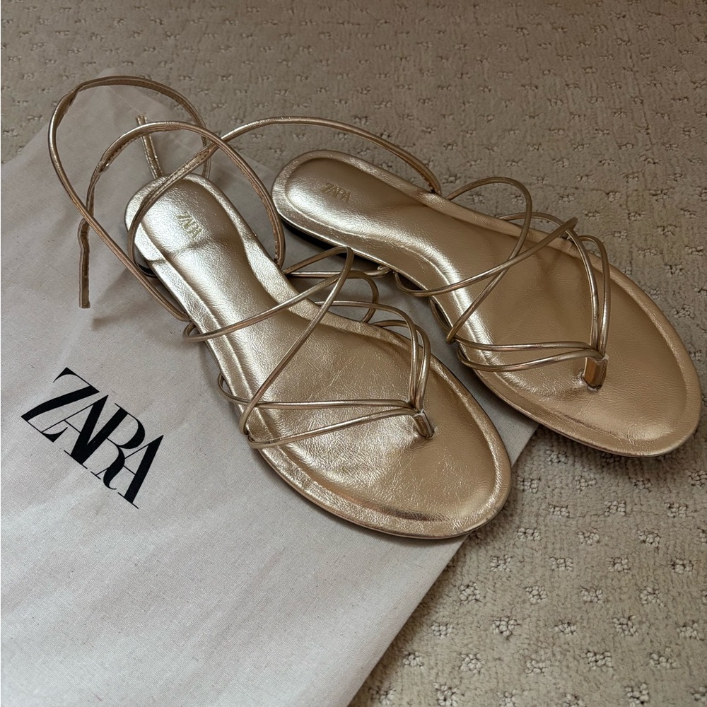 Zara Gold Strappy Sandals